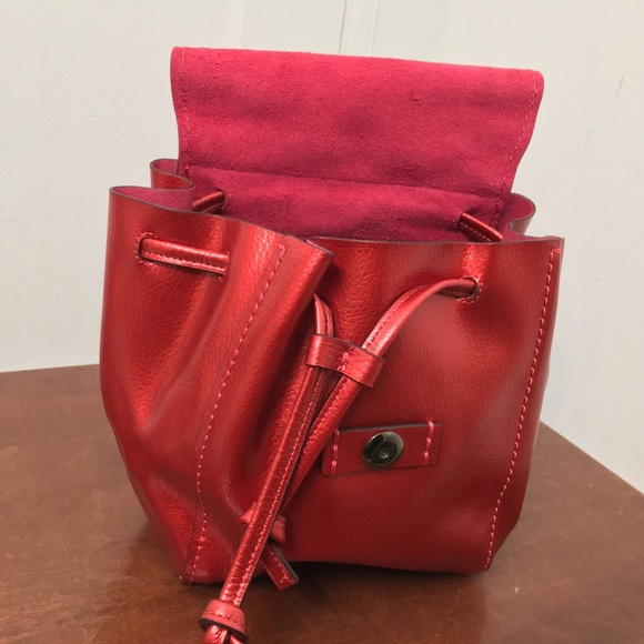 Coach Red Metallic Derby Backpack Pebble Leather Brand new with tag . - Picture 8 of 15